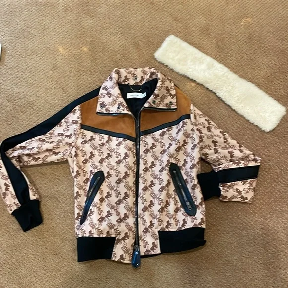 Coach Horse & Carriage Print Jacket with removable shearling collar - Picture 3 of 3